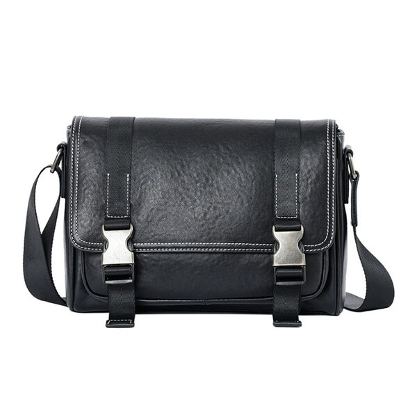 Whatna アンティーク風合い鞣し天 然 牛革 ショルダーバッグ メンズ 斜め掛けボディ胸バッグipad 10.5収納可 肩掛け 通勤 通学 ビジネスバッグ 小さめメッセンジャーバッグ自転車 かばん男性用 ブラック7058元の画像