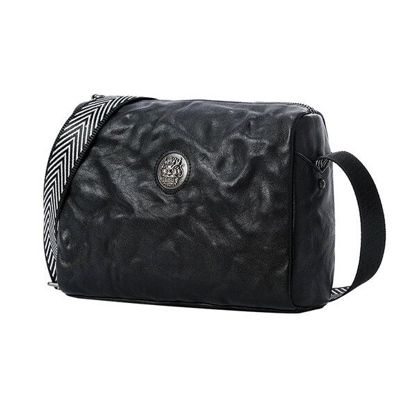 Whatna アンティーク風合い鞣し天 然 牛革 ショルダーバッグ メンズ 斜め掛けボディ胸バッグipad 9.7収納可 肩掛け 通勤 通学 ビジネスバッグ 小さめメッセンジャーバッグ自転車 かばん男性用 ブラック7125元の画像