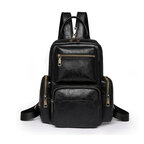 Whatna ボディバッグ 4way メンズ レディース ショルダーバッグ リュック 手提げ 斜め掛け 胸掛け 8ポケット ダブルファスナー iPad 10.5インチ収納可 PUレザー 合成皮革 大容量 通勤 通学 旅行 ビジネス カジュアル おしゃれ 鞄