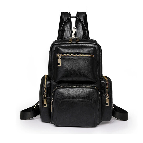 Whatna ボディバッグ 4way メンズ レディース ショルダーバッグ リュック 手提げ 斜め掛け 胸掛け 8ポケット ダブルファスナー iPad 10.5インチ収納可 PUレザー 合成皮革 大容量 通勤 通学 旅行 ビジネス カジュアル おしゃれ 鞄元の画像