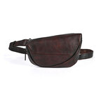 Whatnaアンティーク風合い鞣し天 然牛 革 斜めがけ ボディバッグ ワンショルダーメンズ 本革 厚手 レザー 17765