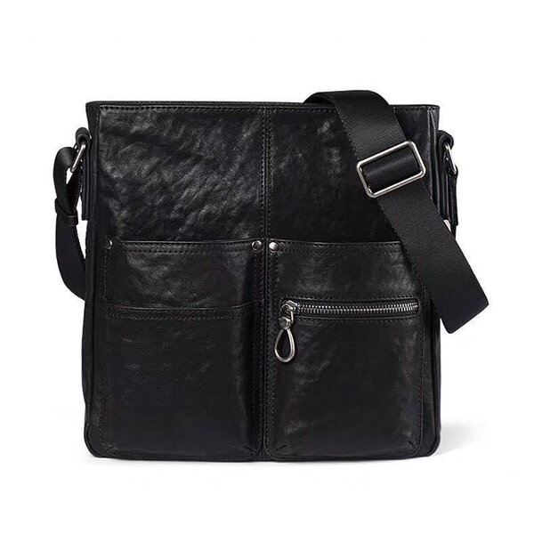 Whatnaアンティーク風合い鞣し天 然牛 革 斜めがけ ボディバッグ ワンショルダーメンズ 本革 厚手 レザー A4サイズ1808元の画像