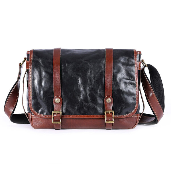 Whatnaアンティーク風合い鞣し天 然 牛革 ショルダーバッグ メンズ 斜め掛けボディ胸バッグ さめ A4サイズ ipad 13.3Air収納可 肩掛け ビジネス 通勤 通学 メッセンジャーバッグ自転車 かばん男性用 7316ZR元の画像