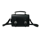 Whatna ショルダーバッグ メンズ ミニ 5way フラップ式 手提げ 手持ち 胸掛け 斜め掛け 肩掛け 取り外し可能ストラップ PUレザー21×14cm コンパクト ブラック／ブラウン 通勤 通学 旅行 カジュアル 鞄