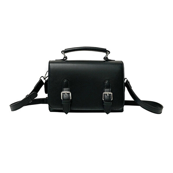 Whatna ショルダーバッグ メンズ ミニ 5way フラップ式 手提げ 手持ち 胸掛け 斜め掛け 肩掛け 取り外し可能ストラップ PUレザー21×14cm コンパクト ブラック／ブラウン 通勤 通学 旅行 カジュアル 鞄元の画像