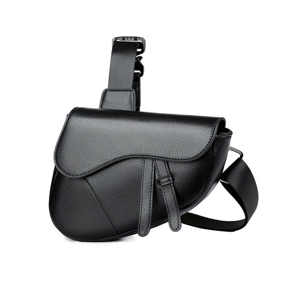 Whatna ショルダーバッグ メンズ 馬鞍バッグ 斜め掛け 胸掛け ミニ 肩掛け 軽量 PUレザー 合成皮革 24×19cm 小型 ボディバッグ 通勤 通学 旅行 カジュアル 鞄元の画像