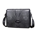 Whatna クロコダイル型押し 天 然 牛革フラップ斜めがけ ワンショルダー メンズ ボディバッグ 本 革 厚手 レザー A4サイズ収納可6285-3