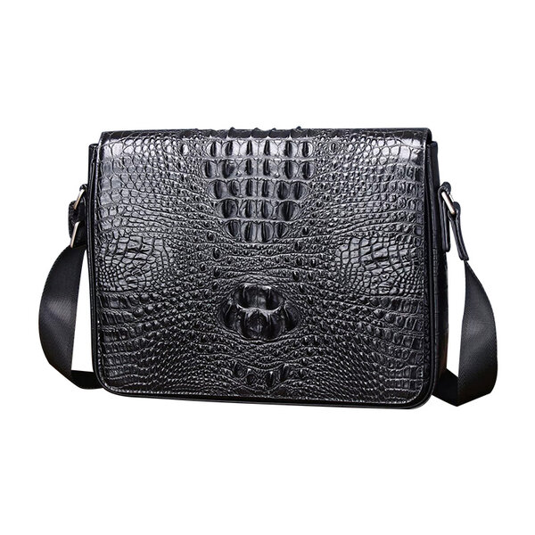 Whatna クロコダイル型押し 天 然 牛革フラップ斜めがけ ワンショルダー メンズ ボディバッグ 本 革 厚手 レザー A4サイズ収納可6285-3元の画像