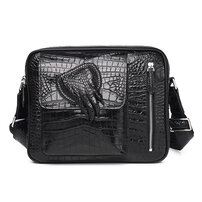 Whatnaクロコダイル型押し 天 然牛 革 斜めがけ ボディバッグ ワンショルダー メンズ 本革 厚手 レザー 6301-2-3