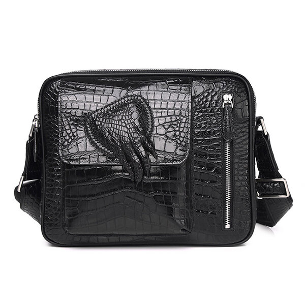 Whatnaクロコダイル型押し 天 然牛 革 斜めがけ ボディバッグ ワンショルダー メンズ 本革 厚手 レザー 6301-2-3元の画像