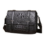 Whatna クロコダイル型押し 天 然 牛革フラップ斜めがけ ワンショルダー メンズ ボディバッグ 本 革 厚手 レザー A4サイズ収納可6300-3