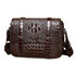 Whatna クロコダイル型押し 天 然 牛革フラップ斜めがけ ワンショルダー メンズ ボディバッグ 本 革 厚手 レザー A4サイズ収納可6300-3 ブラウン