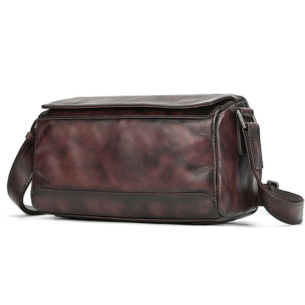 Whatna アンティーク風合い鞣し天 然 牛革 ショルダーバッグ メンズ 斜め掛けボディ胸バッグ 7.9インチクラスのタブレット収納可 肩掛け ビジネス 通勤 通学 小さめ メッセンジャーバッグ自転車 かばん男性用5512元の画像