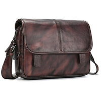 Whatna アンティーク風合い鞣し天 然 牛革 ショルダーバッグ メンズ 斜め掛けボディ胸バッグ 9.7インチクラスのタブレット収納可 肩掛け ビジネス 通勤 通学 小さめ メッセンジャーバッグ自転車 かばん男性用5513