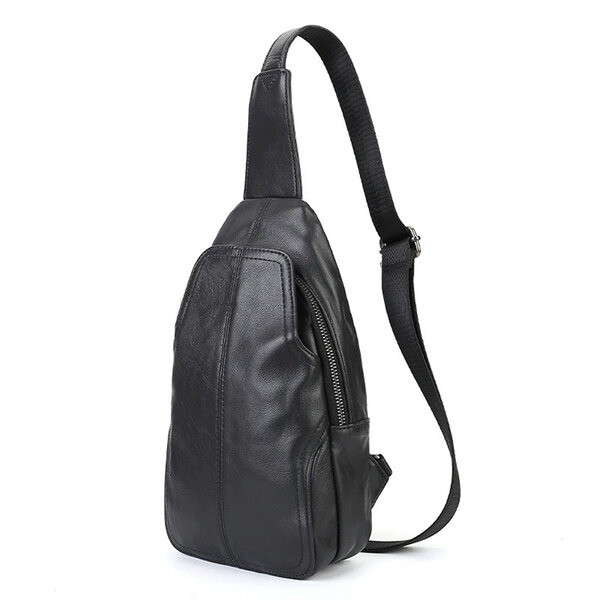 Whatna ボディバッグ メンズ 本革胸掛け 斜め掛け ワンショルダーダーバッグ 2WAY 左右掛け対応 9.7インチクラスのタブレット収納可 植物タンニンなめし牛革 ヴィンテージ 縦型 通勤 通学 旅行元の画像