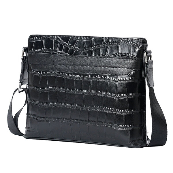 Whatna クロコ型押しの頭層牛革 ワンショルダー メンズ 斜めがけボディバッグ クラッチ 肩掛け 手提げ A4サイズ収納可結婚式 ビジネス フォーマル 冠婚葬祭 7075元の画像