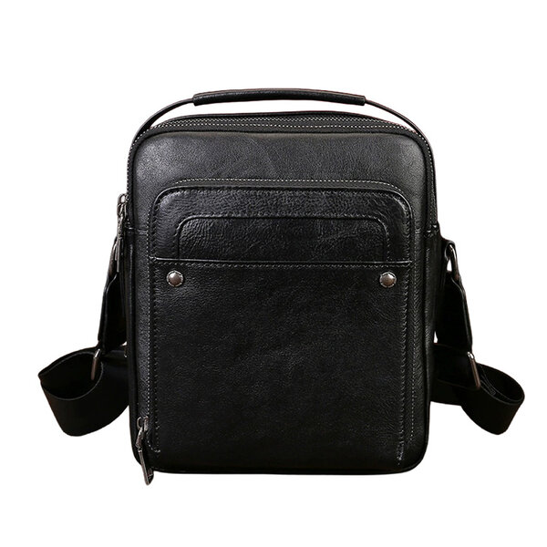 Whatna メンズショルダーバッグ 2way 手提げ 斜め掛け 2層 7.9型対応 ヴィンテージ感のある植物タンニン鞣しの頭層牛革元の画像