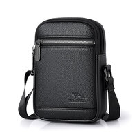 Whatna ボディバッグ メンズ ミニ 2way ショルダーバッグ 胸掛け 斜め掛け 縦型 7.9インチクラスのタブレット収納可 PUレザー 合成皮革 軽量 コンパクト ブラック ブラウン 通勤 通学 旅行 カジュアル