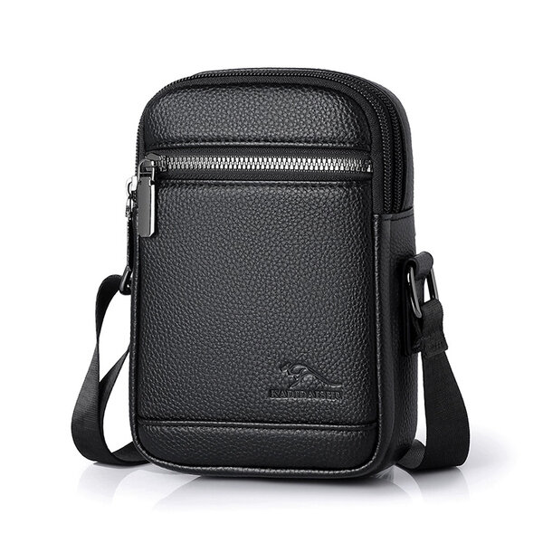 Whatna ボディバッグ メンズ ミニ 2way ショルダーバッグ 胸掛け 斜め掛け 縦型 7.9インチクラスのタブレット収納可 PUレザー 合成皮革 軽量 コンパクト ブラック ブラウン 通勤 通学 旅行 カジュアル元の画像
