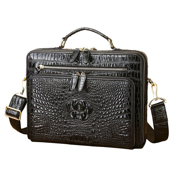 Whatna メンズショルダーバッグ 本革 斜め掛け ボディバッグ 胸バッグ 植物タンニン鞣し牛革 ダブルファスナー 7.9インチ収納可元の画像